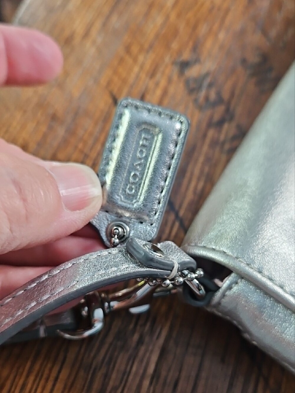 Coach Ashley Pleated Silver Leather Wristlet Clutch - Picture 12 of 13